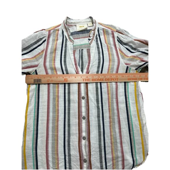 Anthropologie Maeve Sz 10 Alisa Ruffled Short Sleeve Blouse 100% Cotton - Picture 4 of 8